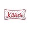 Kisses Dot Mini Embroidered Red Valentine's Day Accent Pillow 6" x 12"